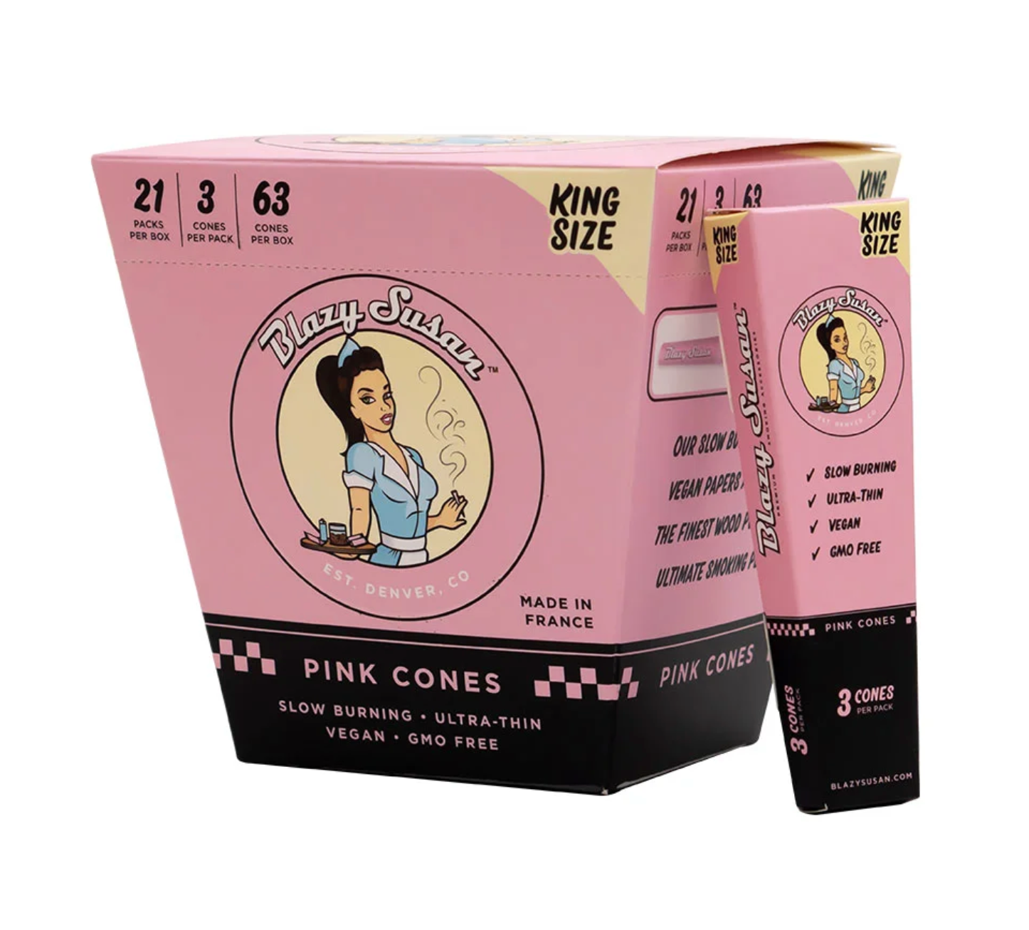 Blazy Susan Pink Pre Rolled Cones King Size - HQD Tech Store