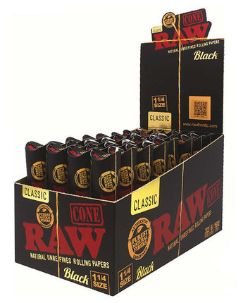 RAW Black Pre-Rolled Cones 1 1/4 - HQD Tech Store