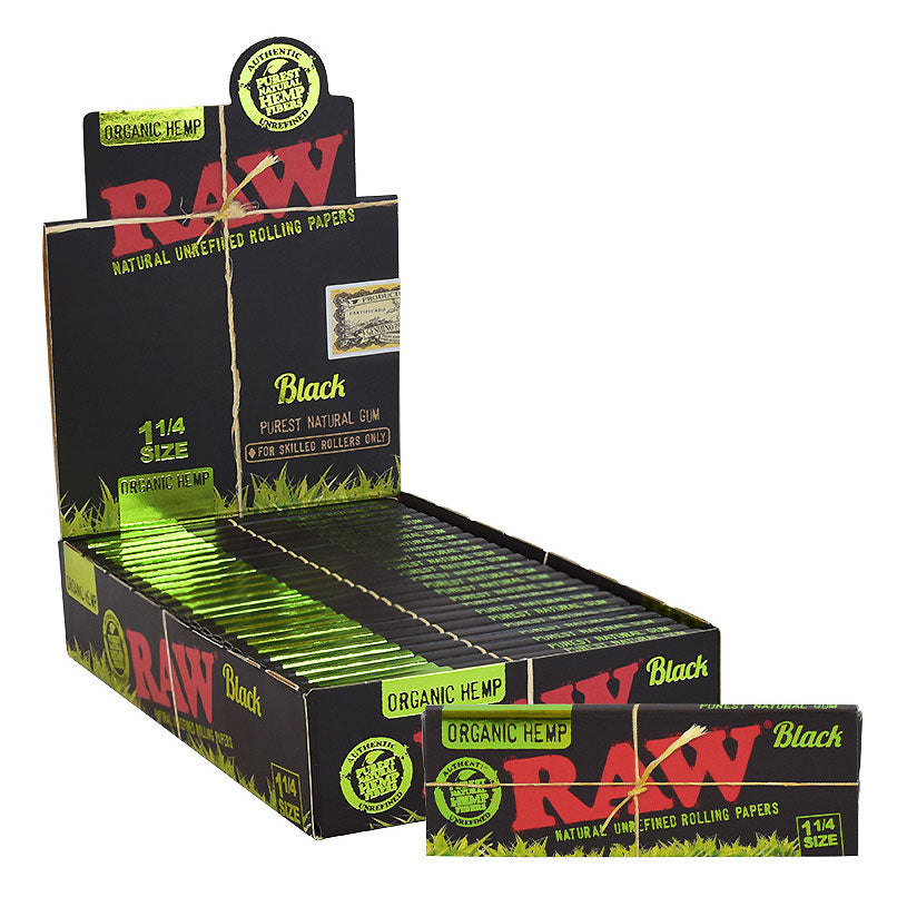 RAW Black Organic Hemp Rolling Papers 1-1/4" - HQD Tech Store