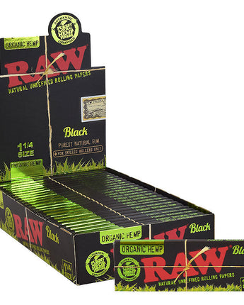 RAW Black Organic Hemp Rolling Papers 1-1/4" - HQD Tech Store