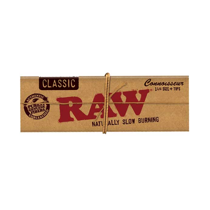 RAW Classic Connoisseur Rolling Papers  1-1/4″ + Tips - HQD Tech Store