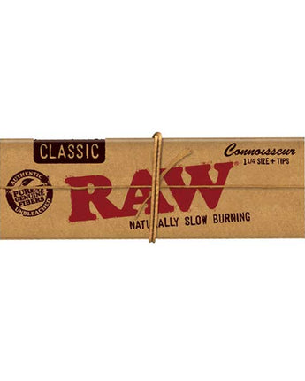 RAW Classic Connoisseur Rolling Papers  1-1/4″ + Tips - HQD Tech Store