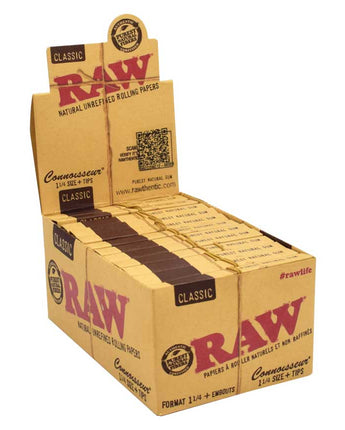 RAW Classic Connoisseur Rolling Papers  1-1/4″ + Tips - HQD Tech Store