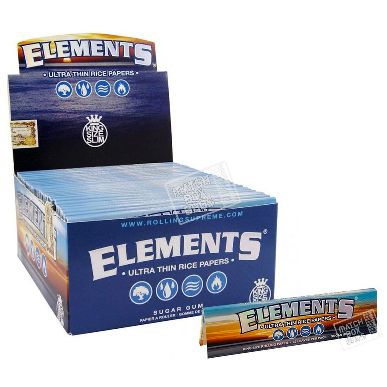 Elements King Size Slim Ultra Thin Rice Papers - HQD Tech Store