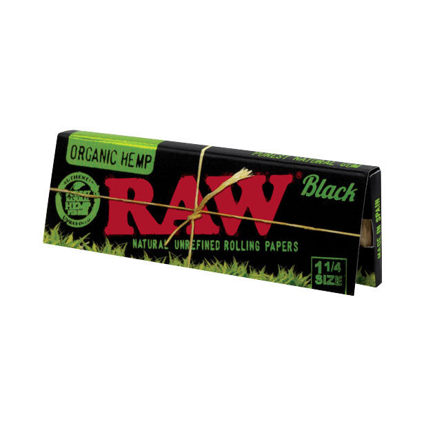 RAW Black Organic Hemp Rolling Papers 1-1/4" - HQD Tech Store