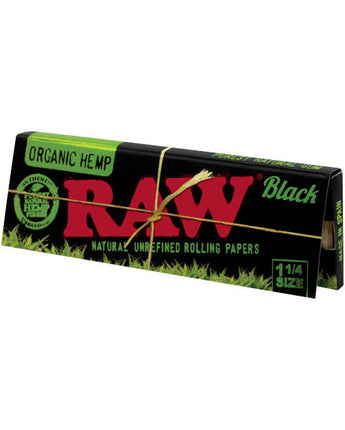 RAW Black Organic Hemp Rolling Papers 1-1/4" - HQD Tech Store