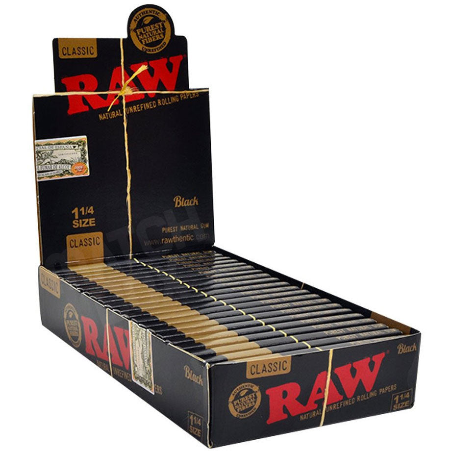 RAW Black Rolling Papers  1-1/4" - HQD Tech Store