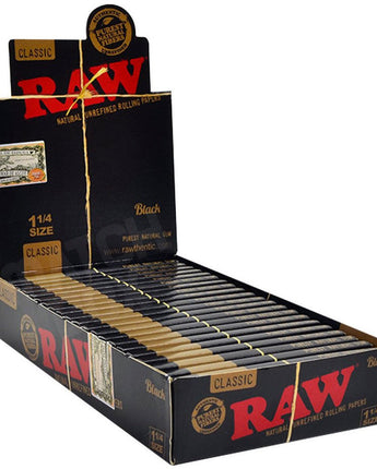 RAW Black Rolling Papers  1-1/4" - HQD Tech Store